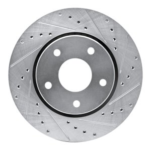 Chrysler Town & Country Brake Rotor (1) - Front Right - R1 Concepts - Drilled & Slotted - Silver - `08-`16